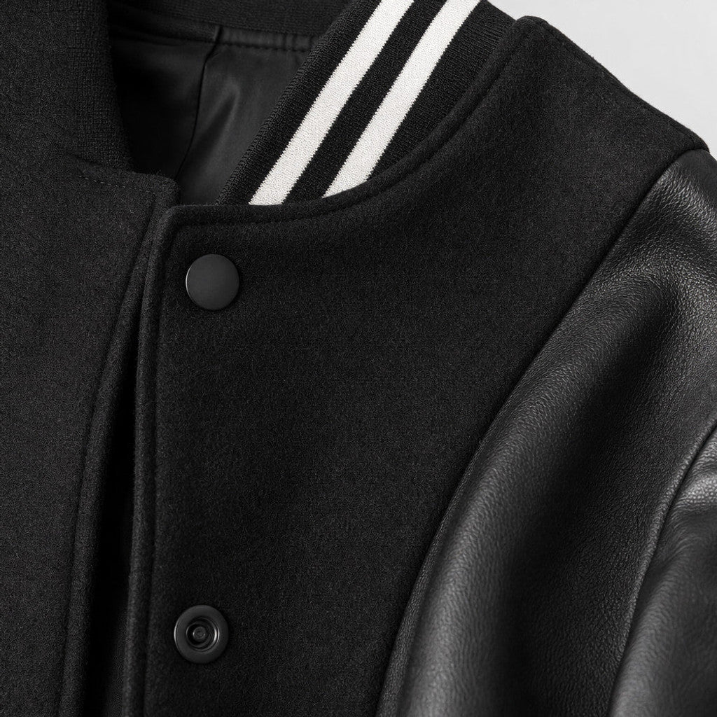 Daxton | Varsity Jacket Leather Sleeves Black