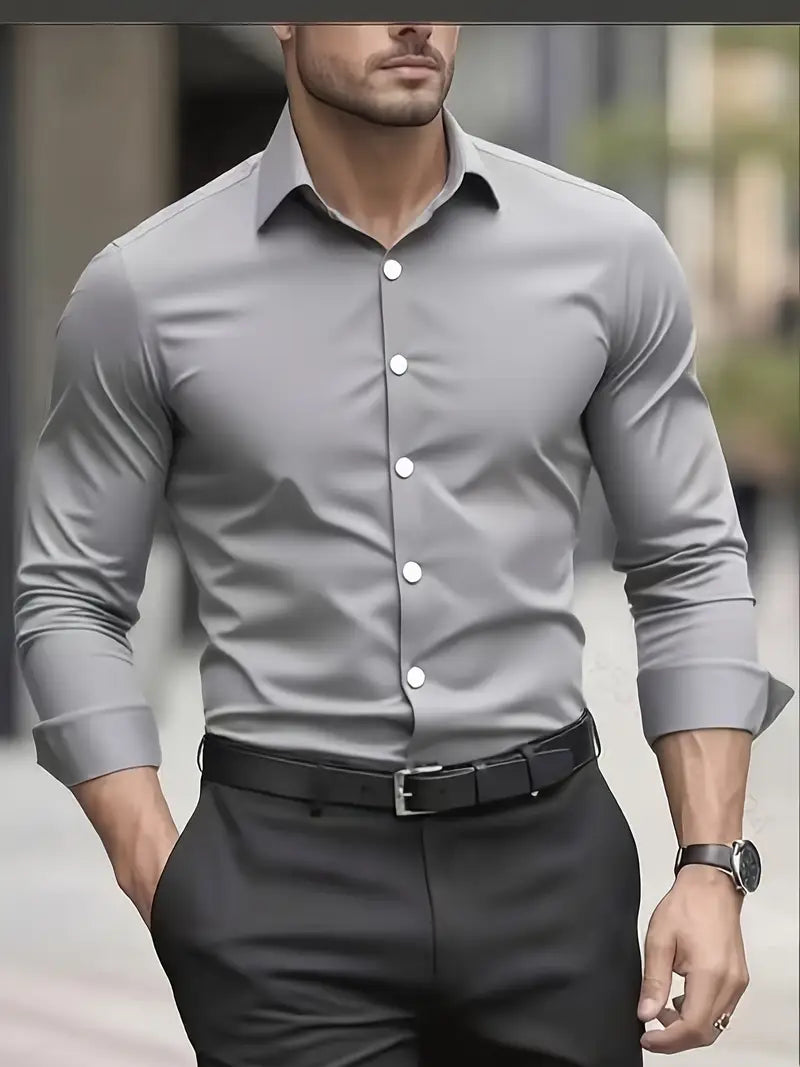 Arven | Dress Shirt Pointed Collar Long Sleeve Button-Down