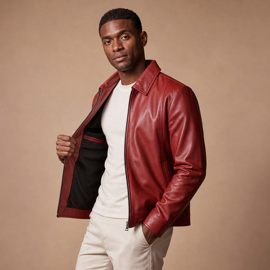 Douglas | Biker Jacket Sheepskin Brick Red