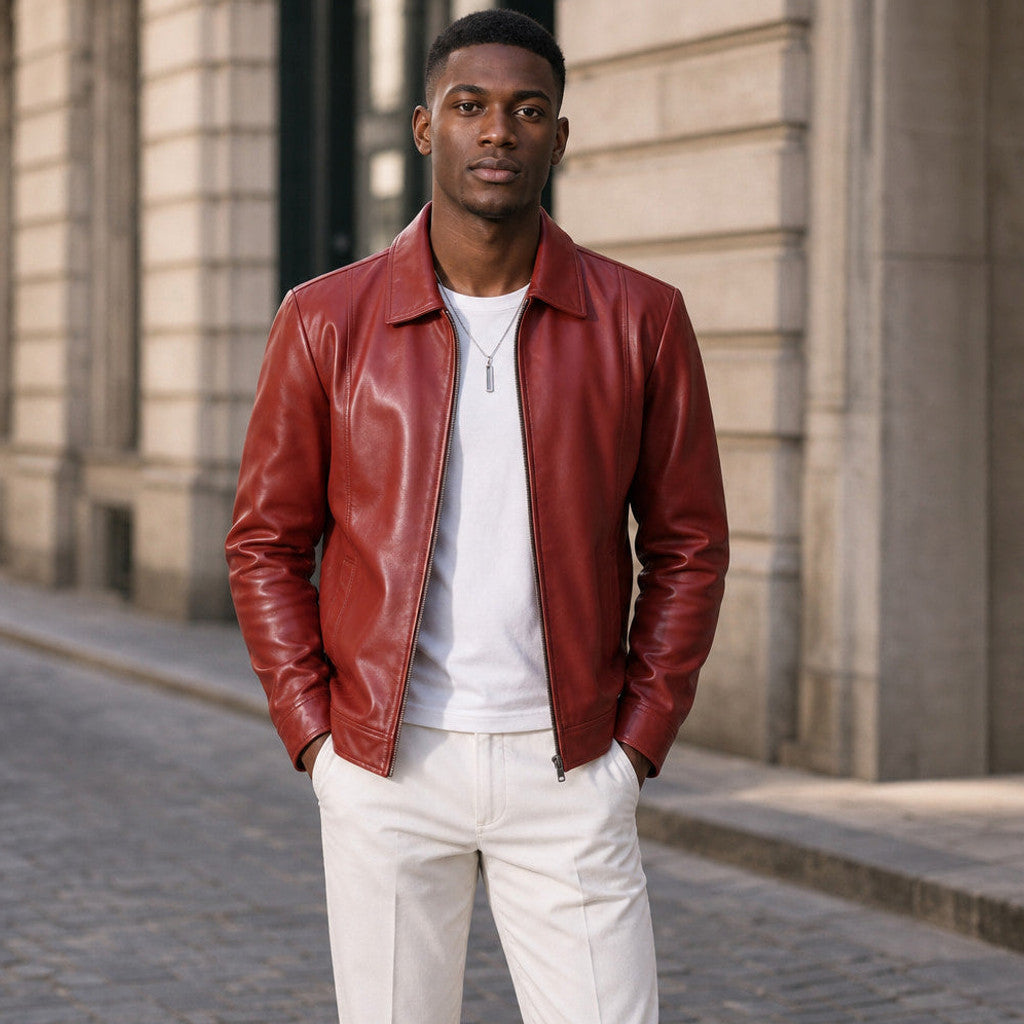 Douglas | Biker Jacket Sheepskin Brick Red