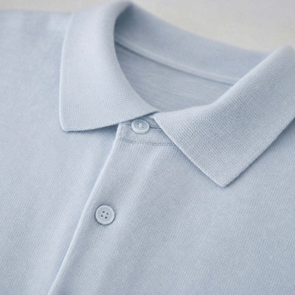 Dudley | Wool Polo Long Sleeve Knit Collar – Product Photo