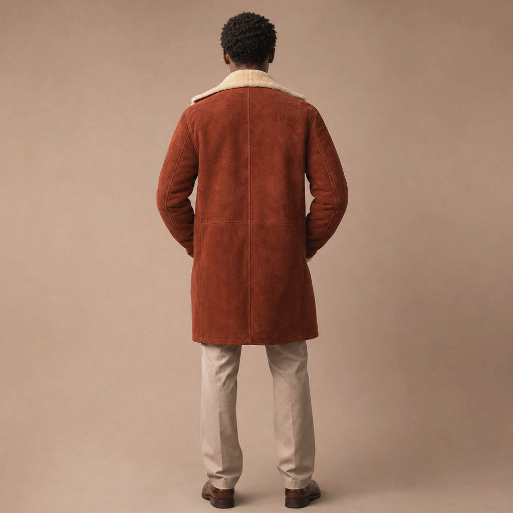 Ferris | Shearling Suede Coat Buckle Collar Brown