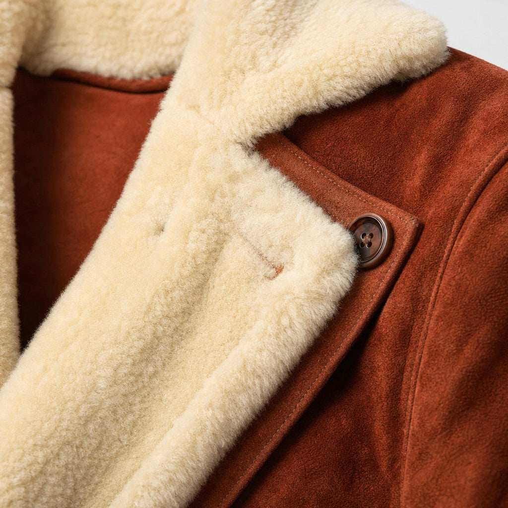 Ferris | Shearling Suede Coat Buckle Collar Brown