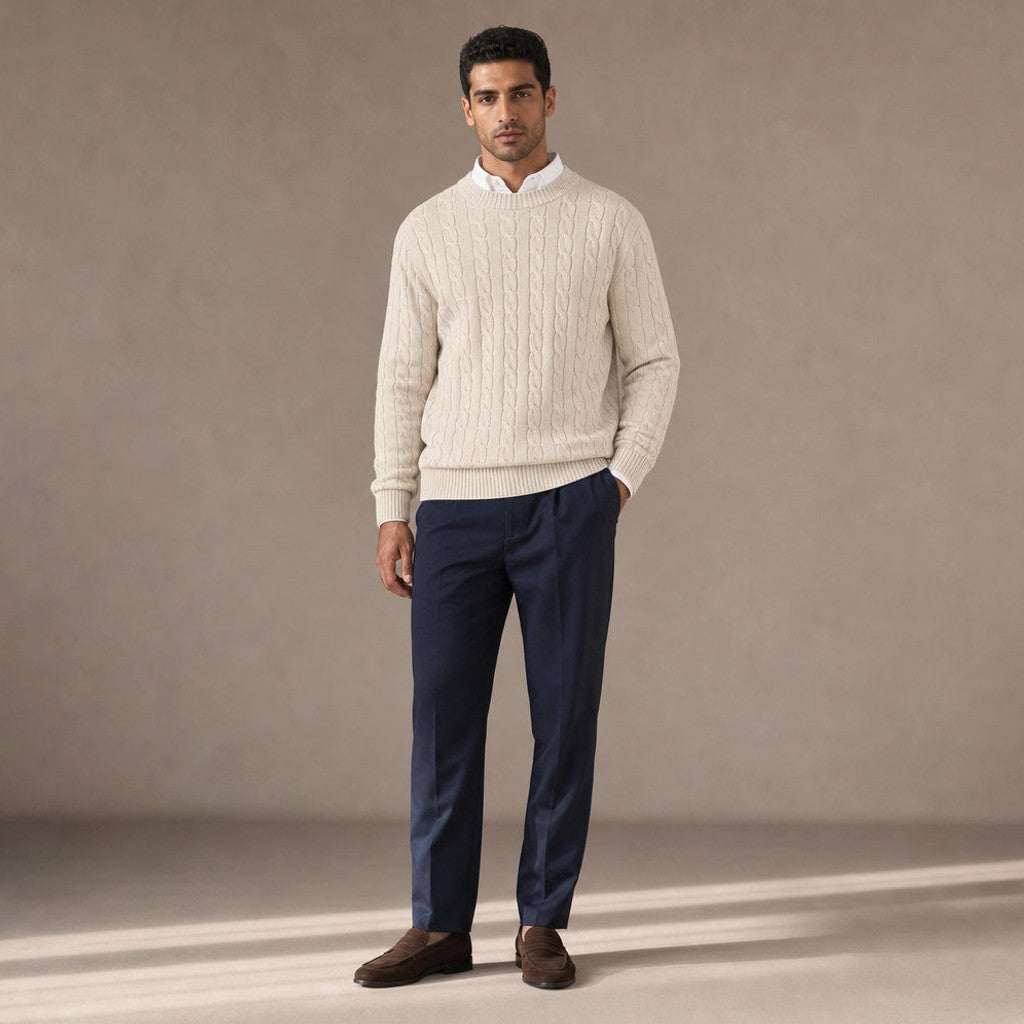 Finnegan | Cable Knit Crewneck Wool Blend 450gsm – Product Photo