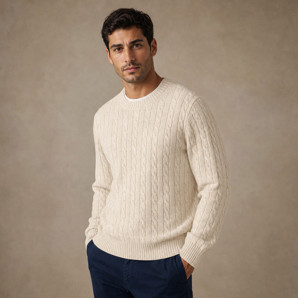 Finnegan | Cable Knit Crewneck Wool Blend 450gsm – Product Photo