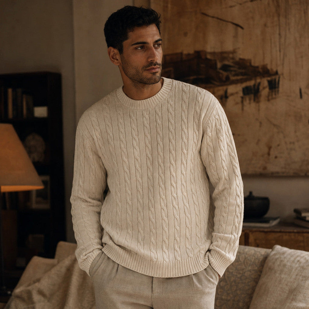 Finnegan | Cable Knit Crewneck Wool Blend 450gsm – Product Photo