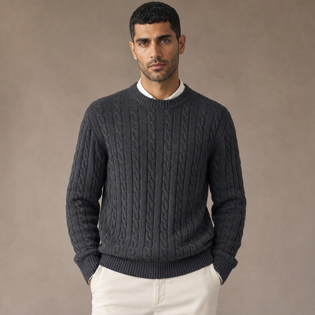 Finnegan | Cable Knit Crewneck Wool Blend 450gsm – Product Photo