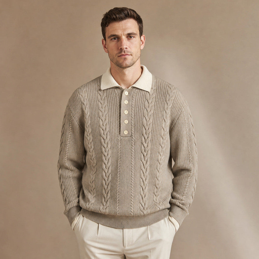 Finton | Cable Knit Jumper Faux Layered Collar – Product Photo