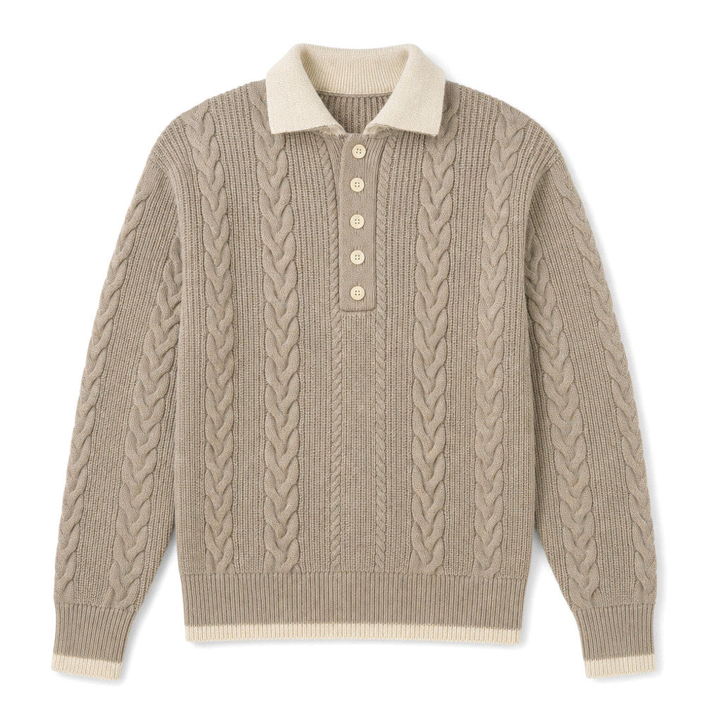 Finton | Cable Knit Jumper Faux Layered Collar – Product Photo