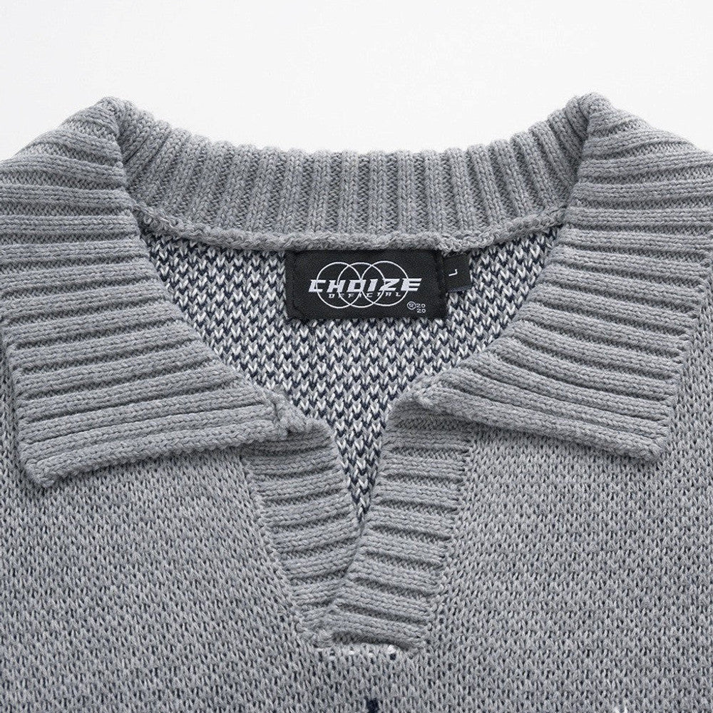 Fitzgerald | Argyle Knit Jumper Structured Collar