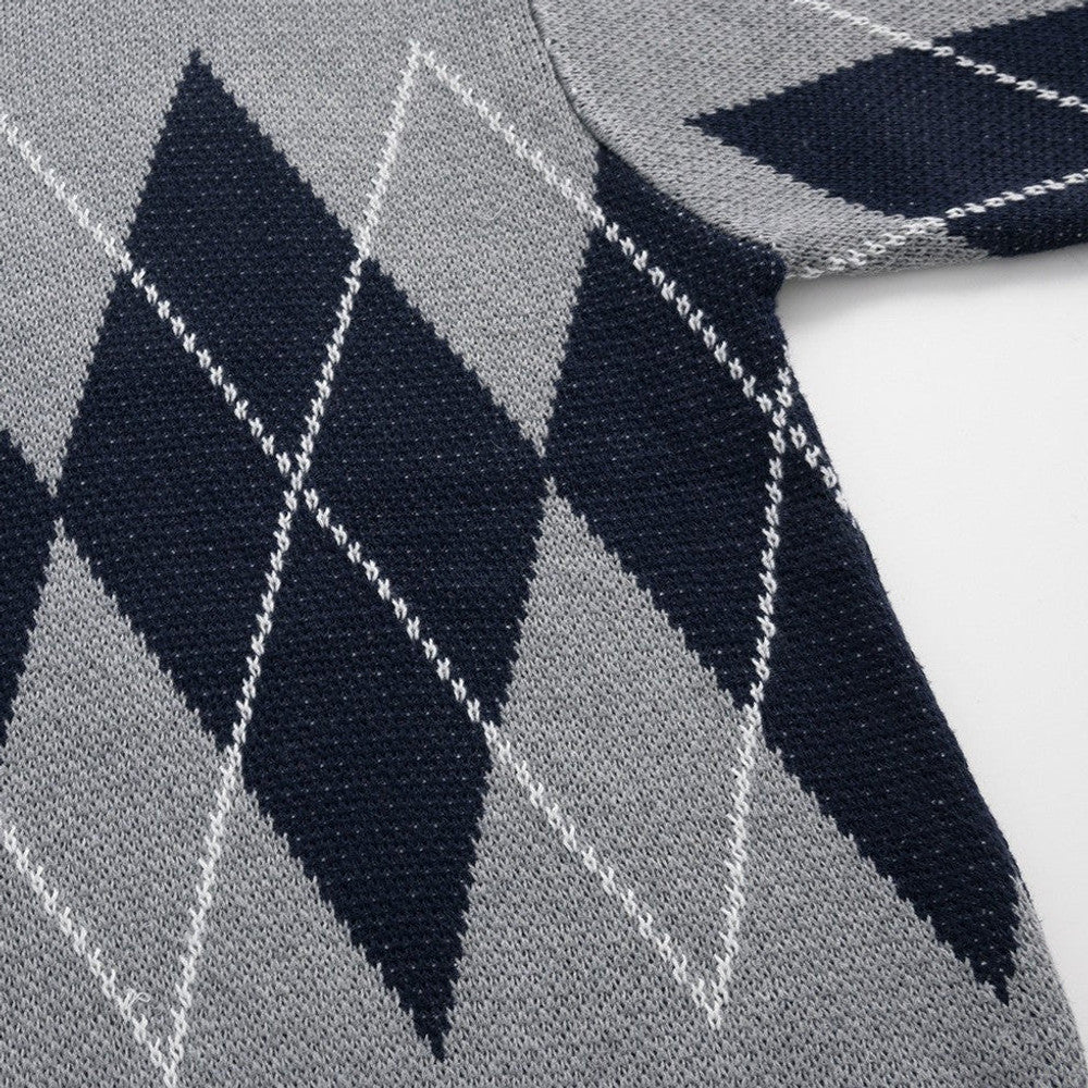 Fitzgerald | Argyle Knit Jumper Structured Collar