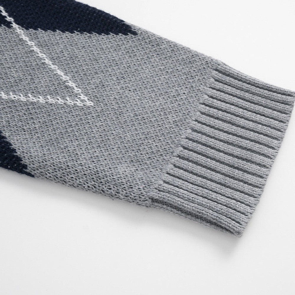 Fitzgerald | Argyle Knit Jumper Structured Collar