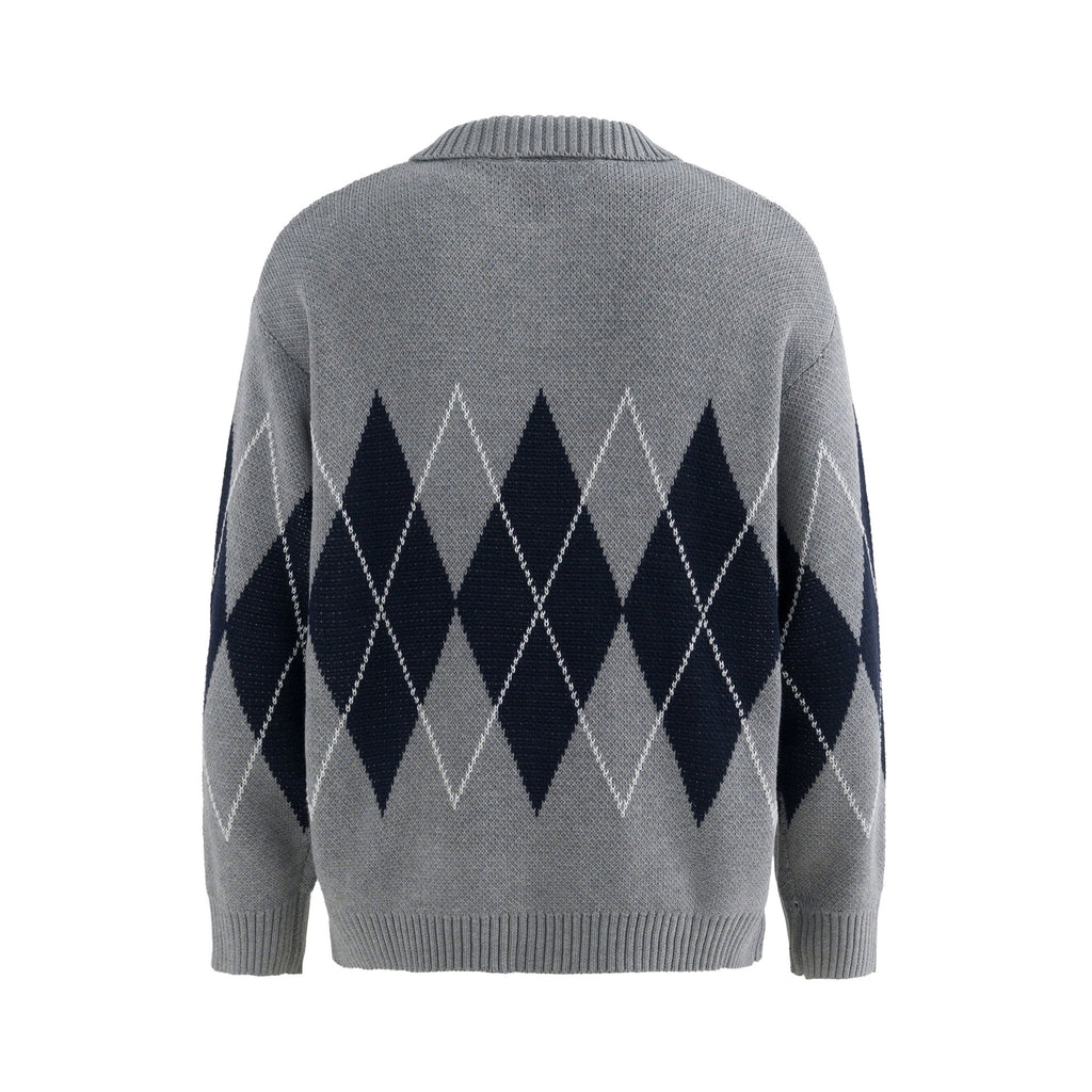 Fitzgerald | Argyle Knit Jumper Structured Collar