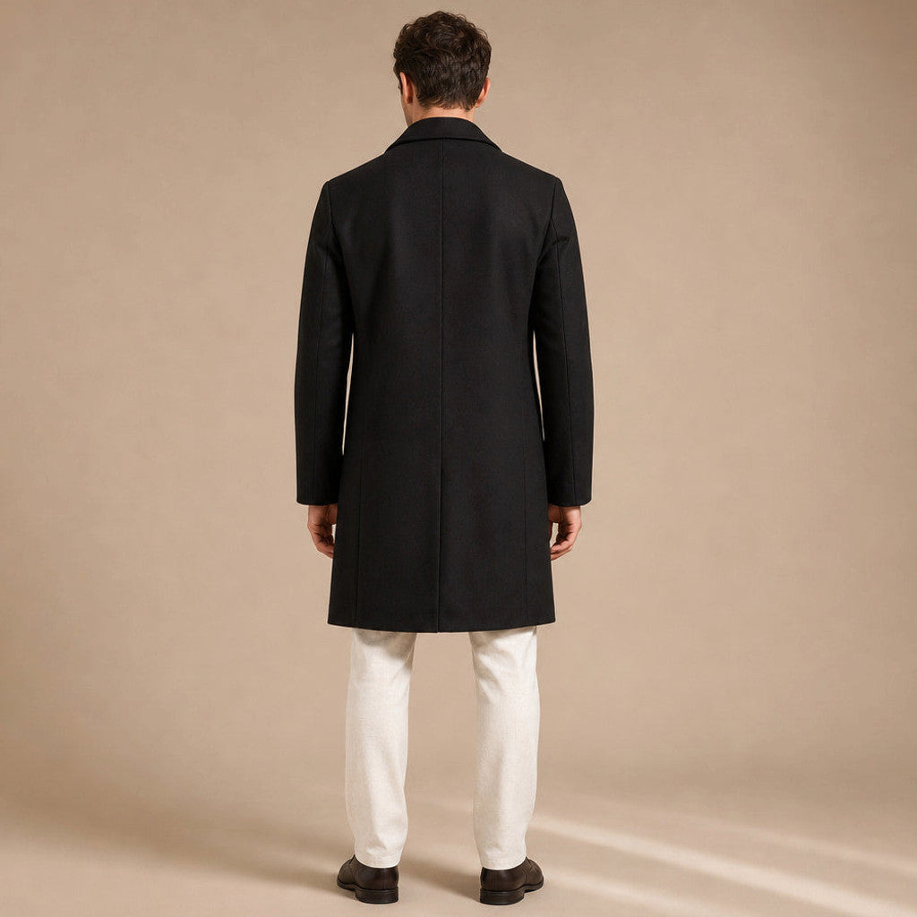 Foxley | Wool Overcoat Single Breasted Black