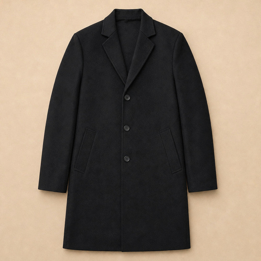 Foxley | Wool Overcoat Single Breasted Black