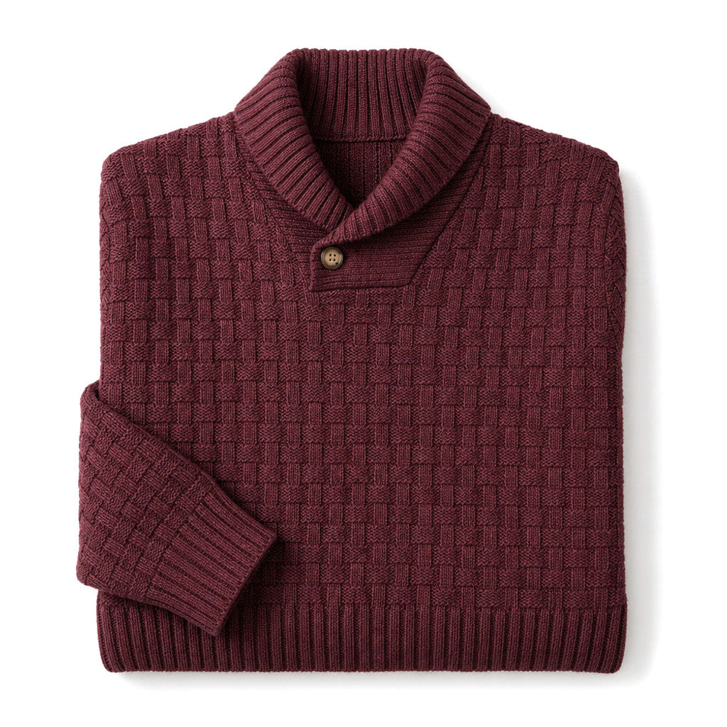 Franklin | Shawl Collar Jumper Basket Weave Knit