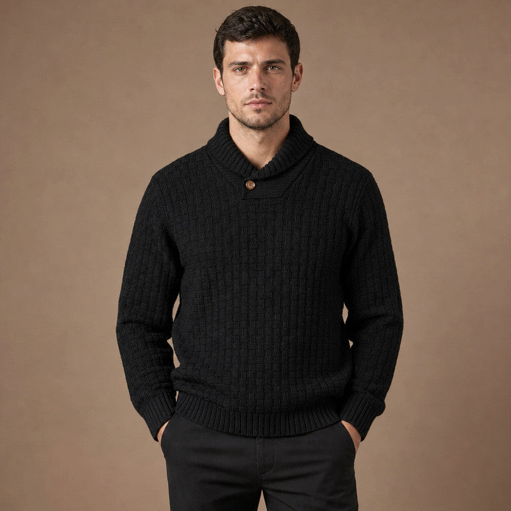 Franklin | Shawl Collar Jumper Basket Weave Knit