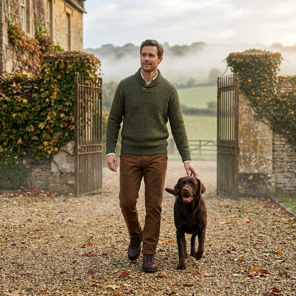Franklin | Shawl Collar Jumper Basket Weave Knit