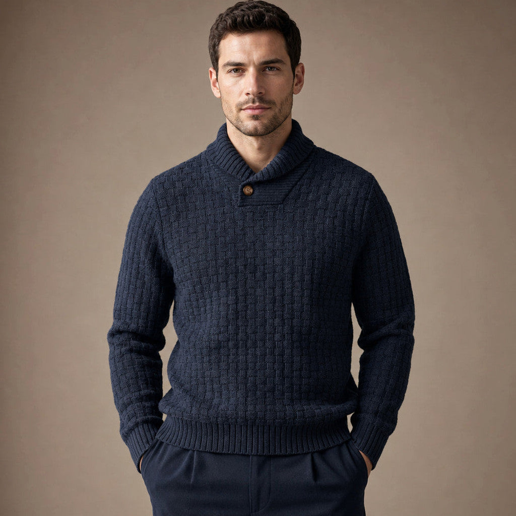 Franklin | Shawl Collar Jumper Basket Weave Knit