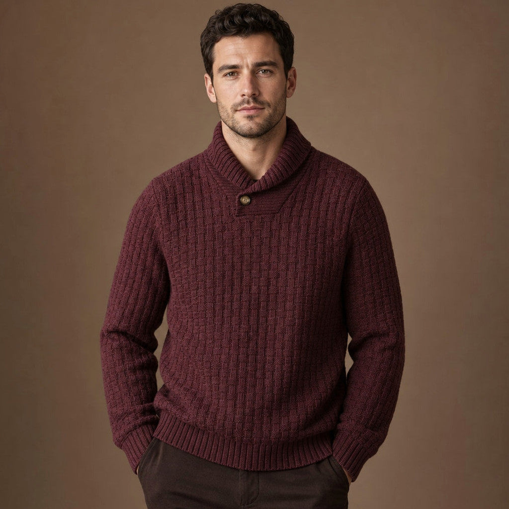 Franklin | Shawl Collar Jumper Basket Weave Knit
