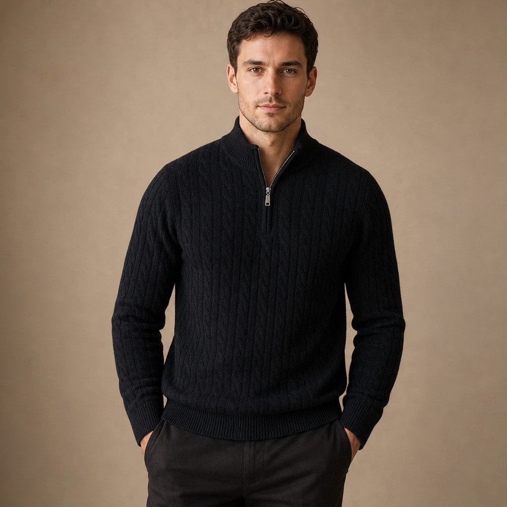 Granger | Cable Knit Quarter Zip Jumper – Product Photo