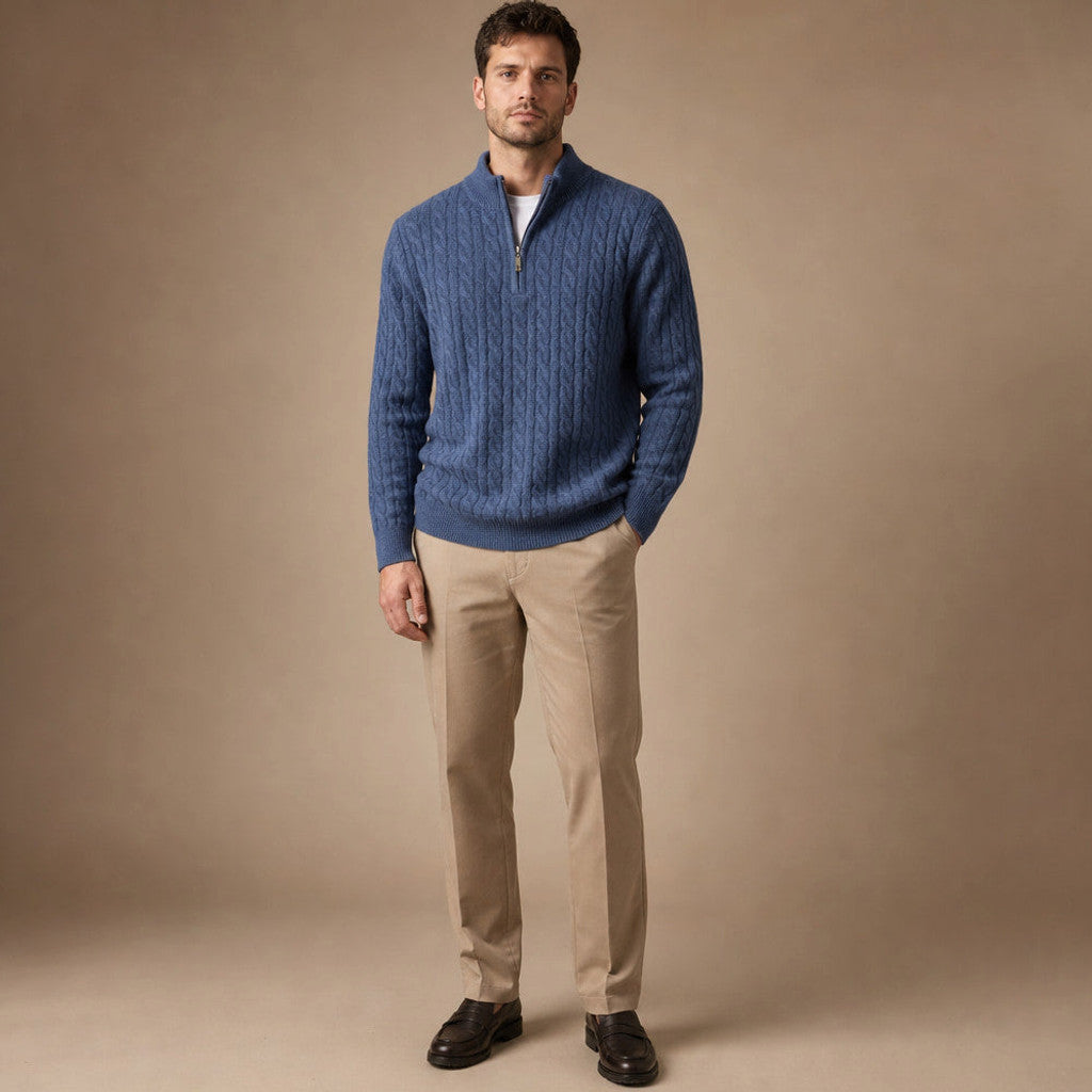 Granger | Cable Knit Quarter Zip Jumper – Product Photo