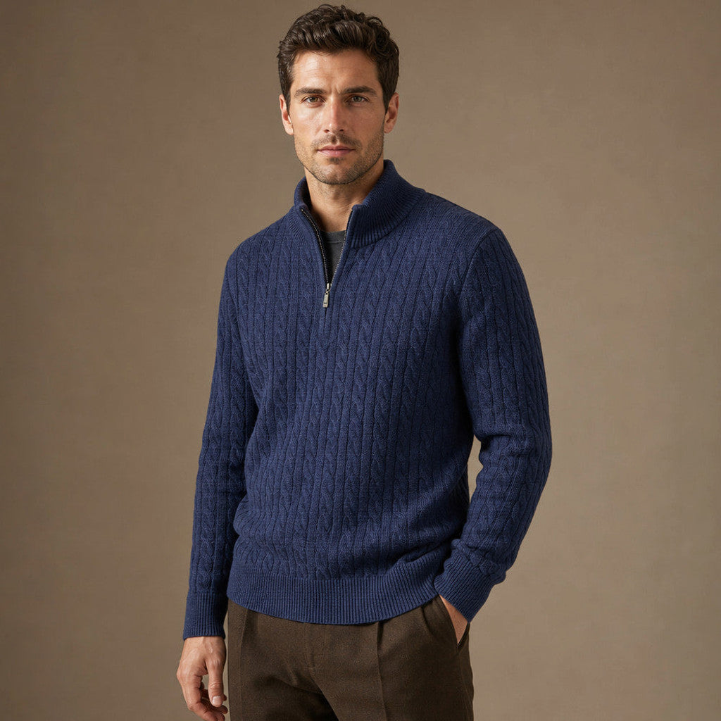 Granger | Cable Knit Quarter Zip Jumper – Product Photo
