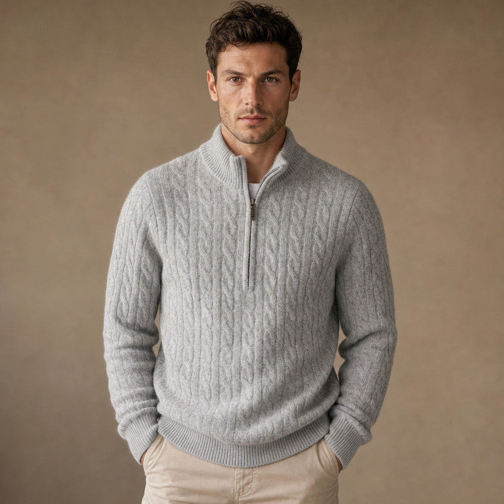 Granger | Cable Knit Quarter Zip Jumper – Product Photo