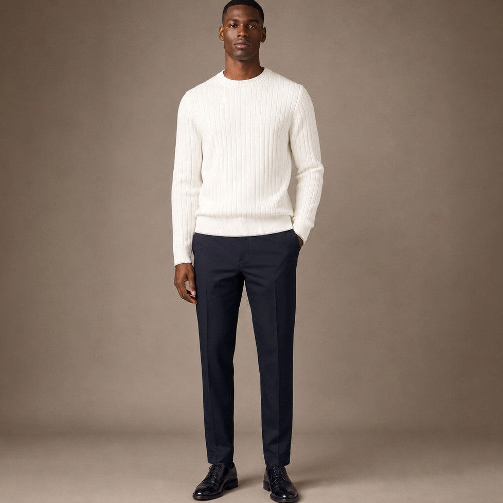 Gresham | Ribbed Crewneck Jumper Cotton-Linen – Product Photo