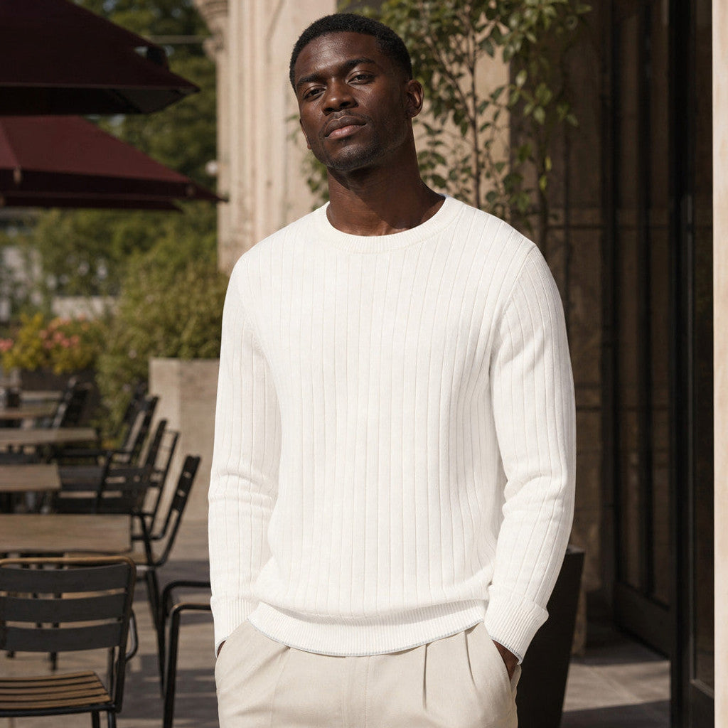 Gresham | Ribbed Crewneck Jumper Cotton-Linen – Product Photo