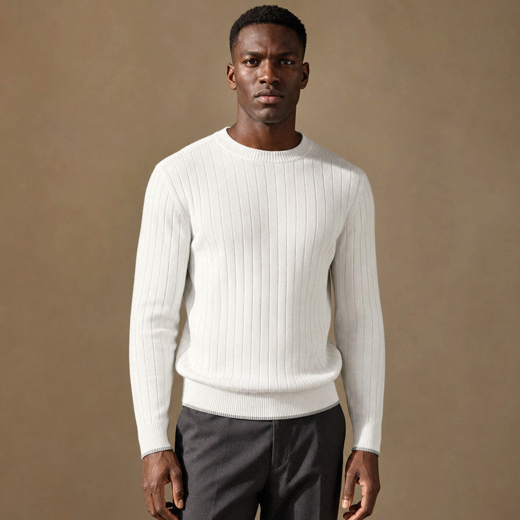 Gresham | Ribbed Crewneck Jumper Cotton-Linen – Product Photo