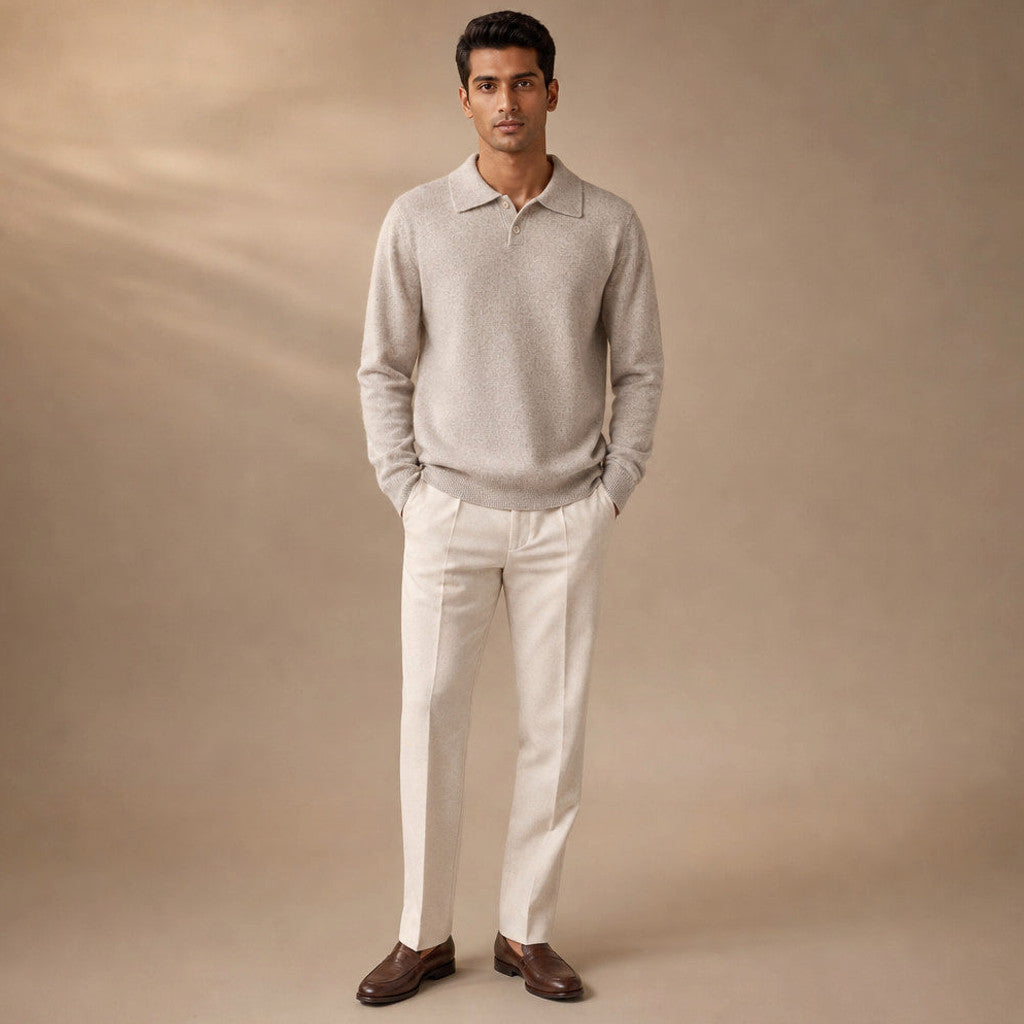 Griffith | Knit Polo Brushed Wool Blend – Product Photo