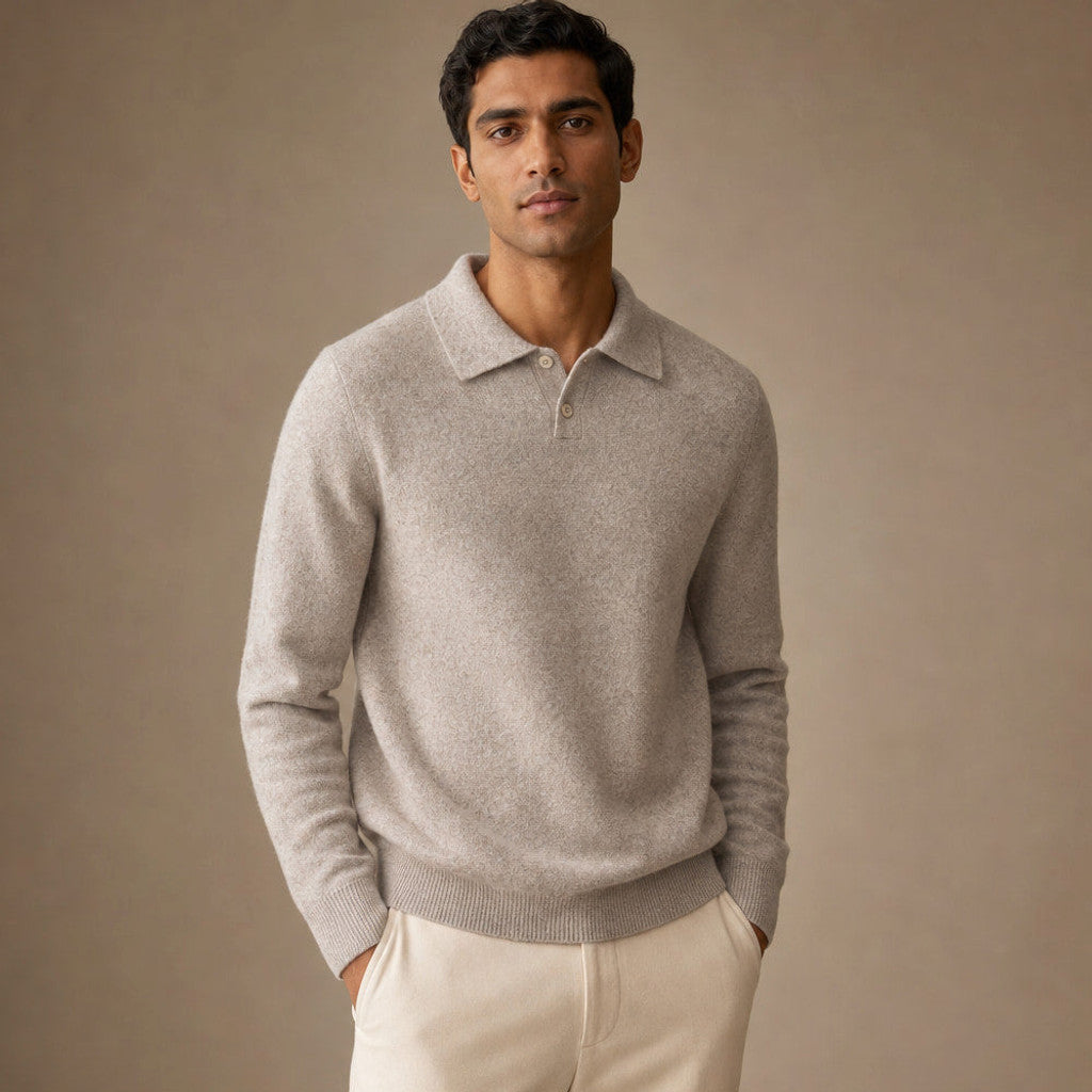 Griffith | Knit Polo Brushed Wool Blend – Product Photo