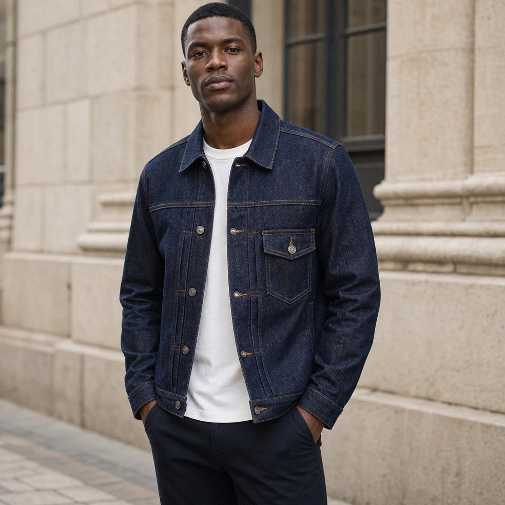 Grover | Denim Jacket Raw Indigo Relaxed Fit – Product Photo