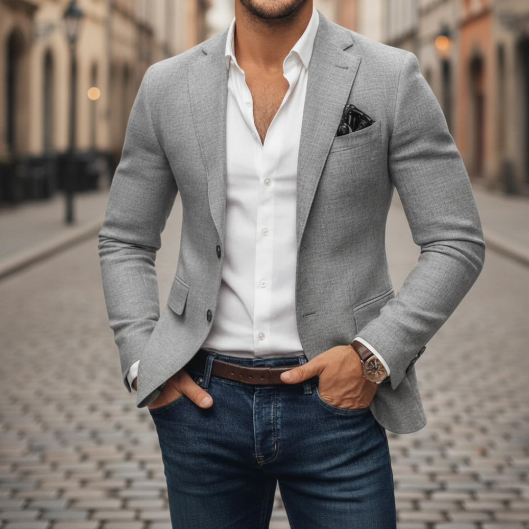 Colvern | Blazer Structured Woven Single Button Slim Fit