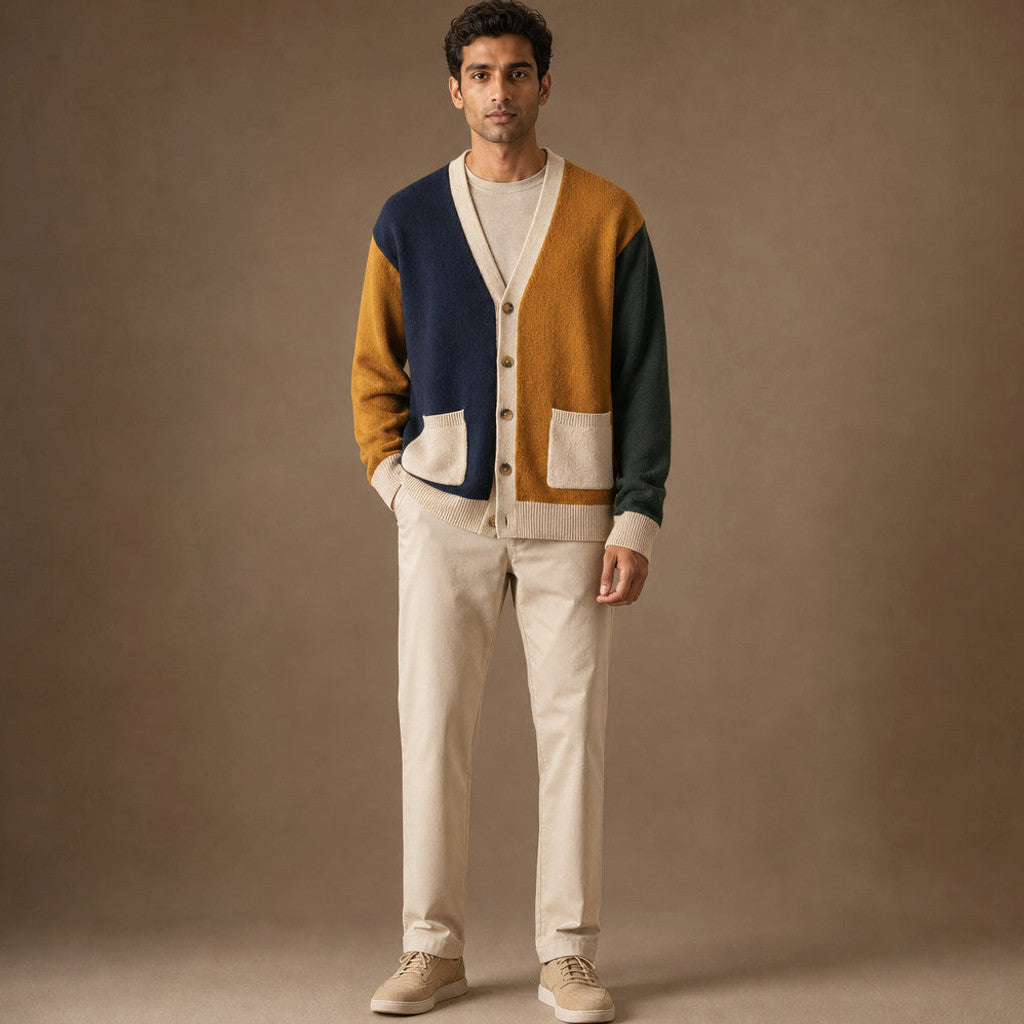 Hadfield | Cardigan Button Front Contrast Trim