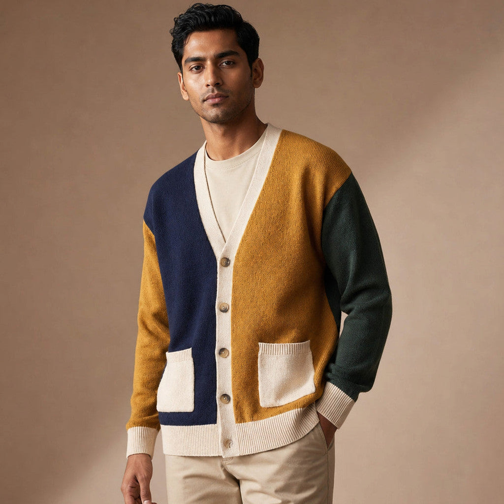 Hadfield | Cardigan Button Front Contrast Trim