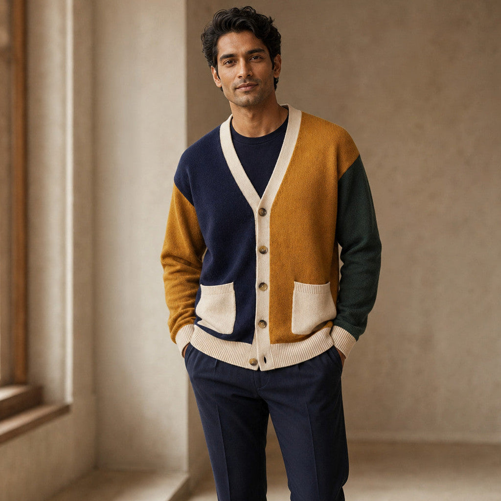 Hadfield | Cardigan Button Front Contrast Trim
