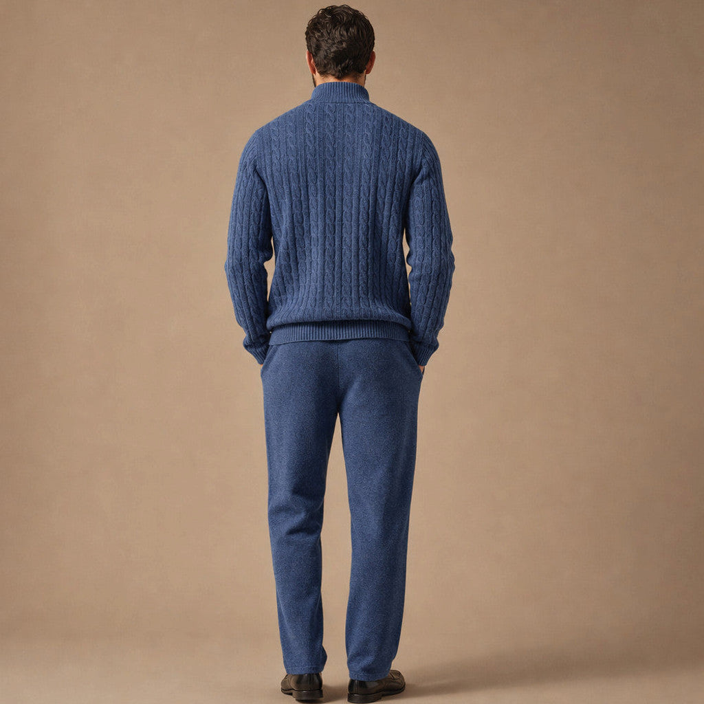 Harrington | Quarter Zip Knit Set Linen Trouser – Product Photo