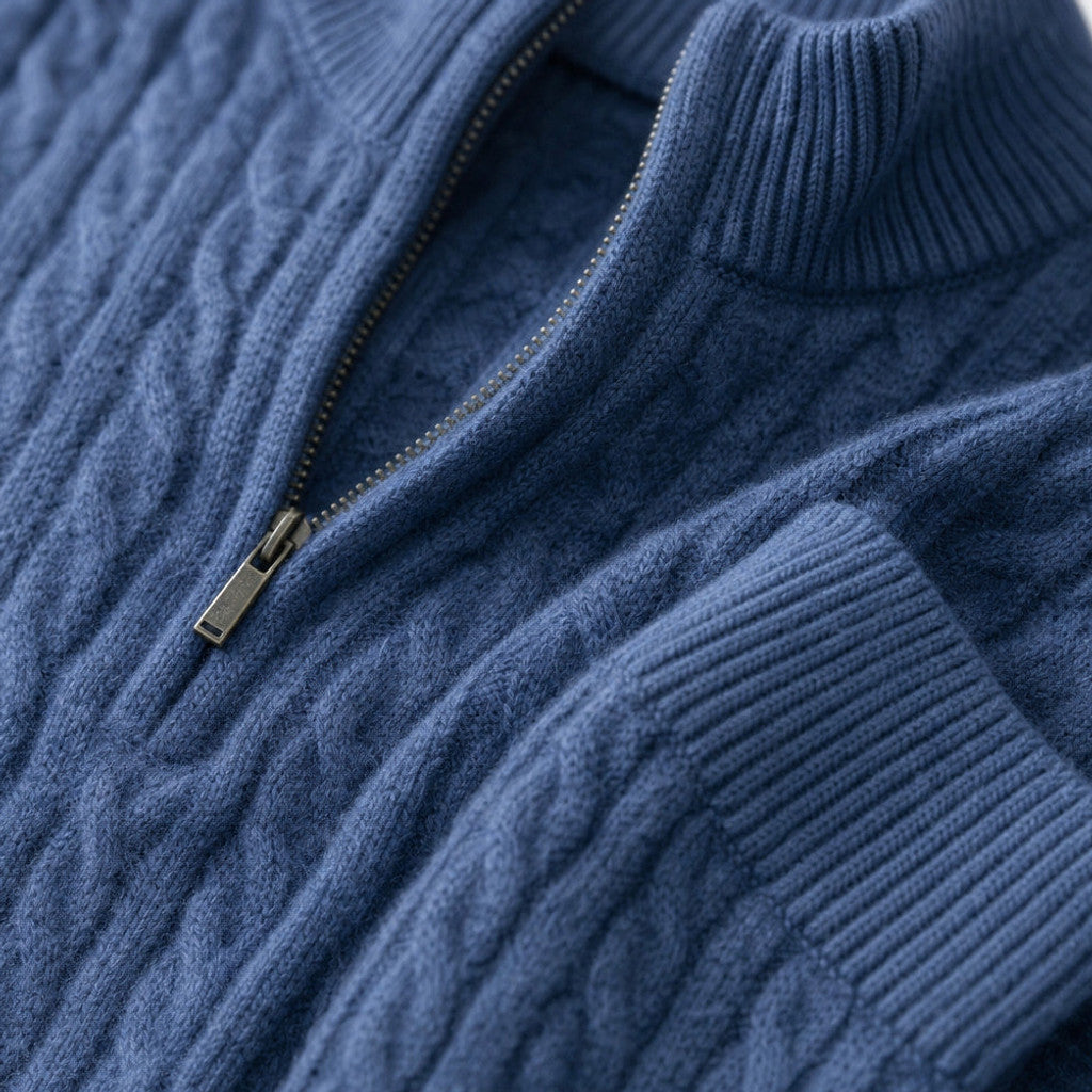 Harrington | Quarter Zip Knit Set Linen Trouser – Product Photo