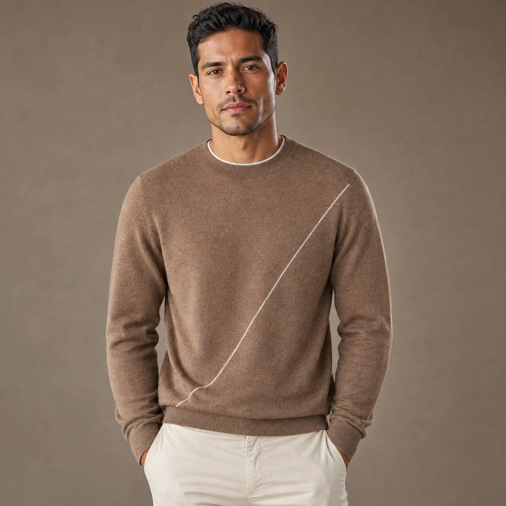 Harvey | Crewneck Jumper Contrast Piping – Product Photo