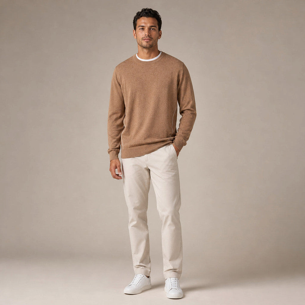 Harvey | Crewneck Jumper Contrast Piping – Product Photo