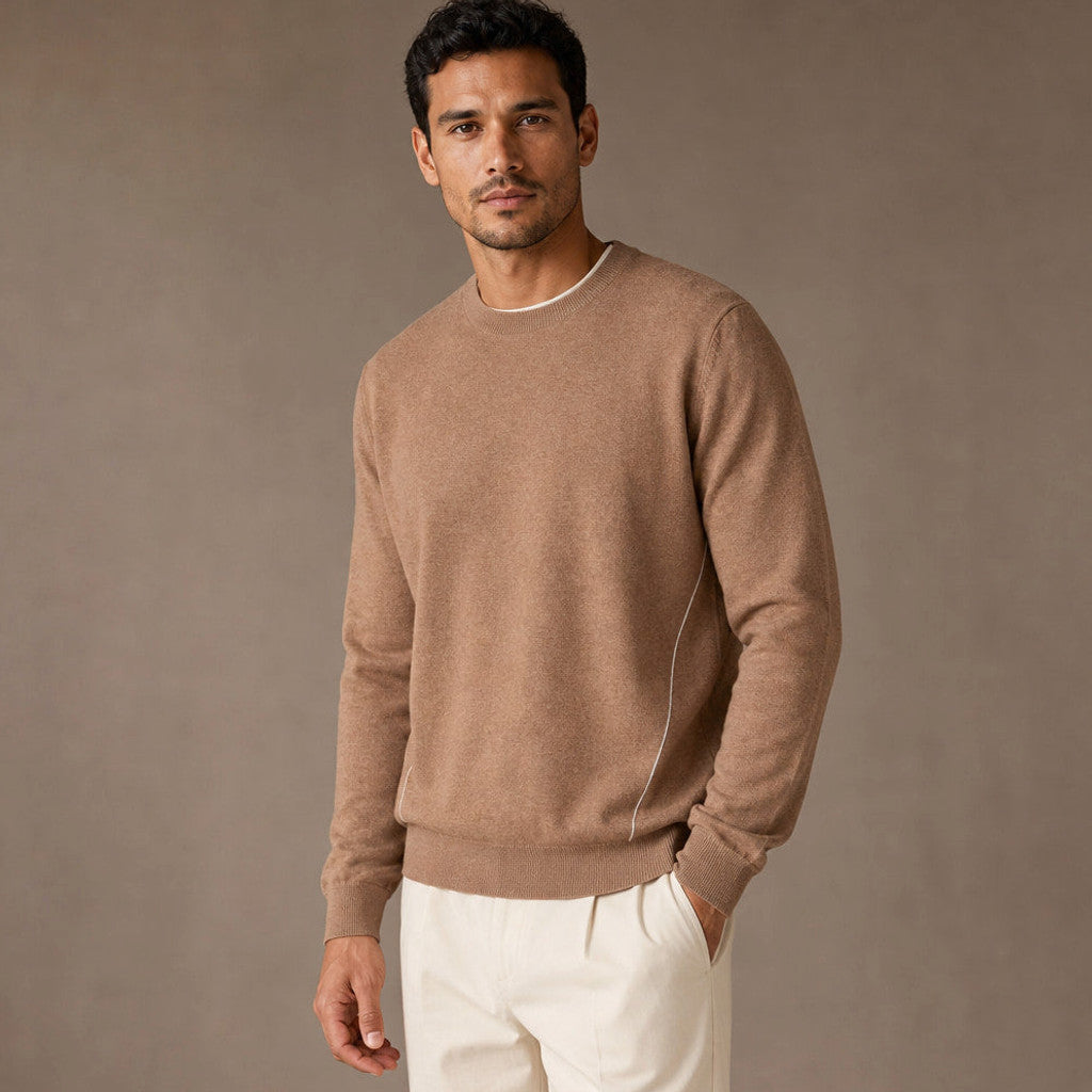 Harvey | Crewneck Jumper Contrast Piping – Product Photo