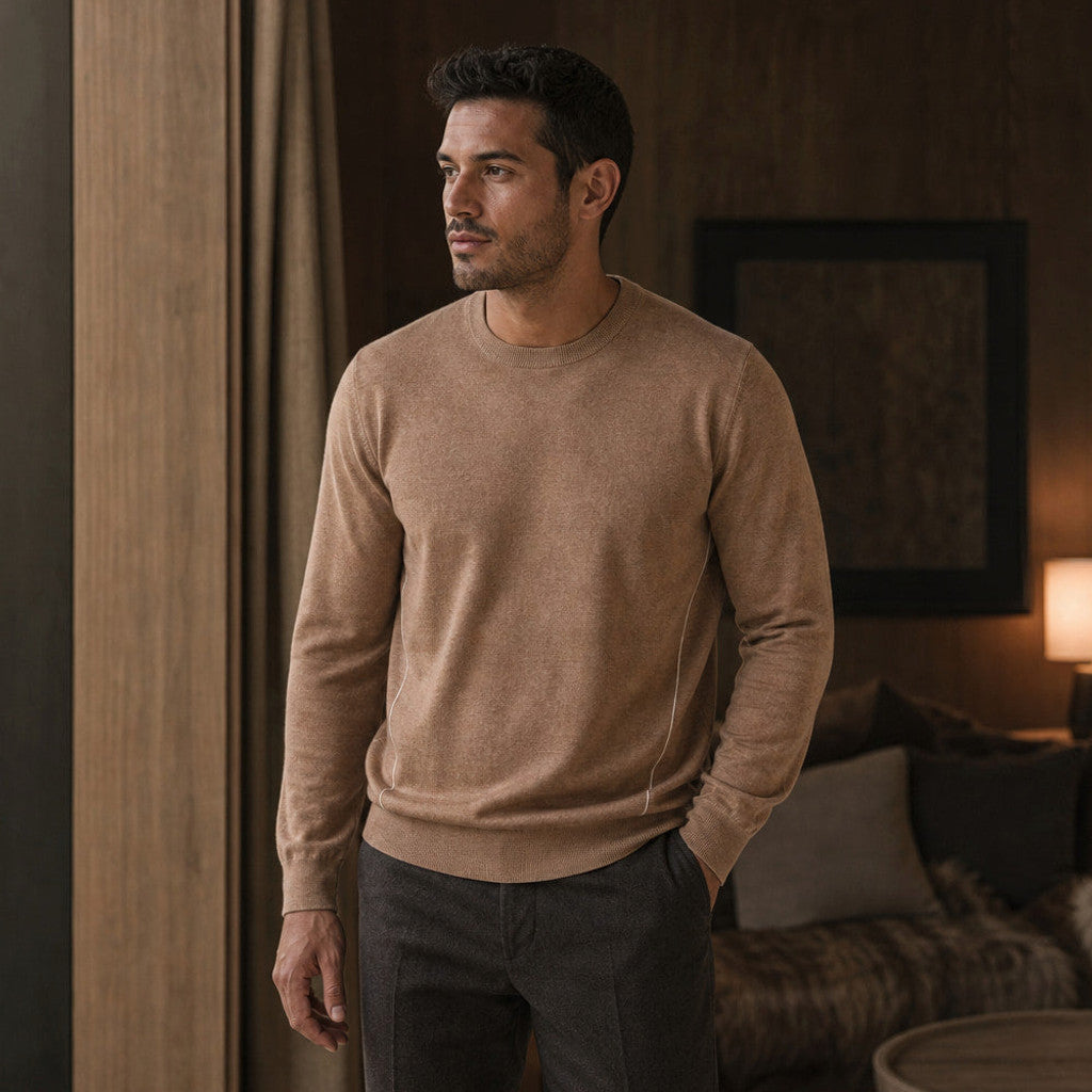 Harvey | Crewneck Jumper Contrast Piping – Product Photo
