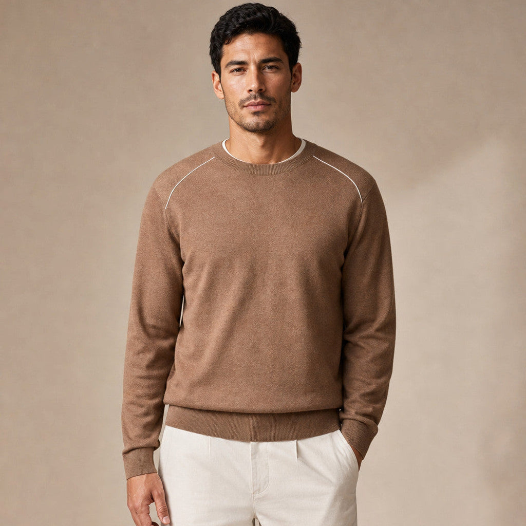 Harvey | Crewneck Jumper Contrast Piping – Product Photo