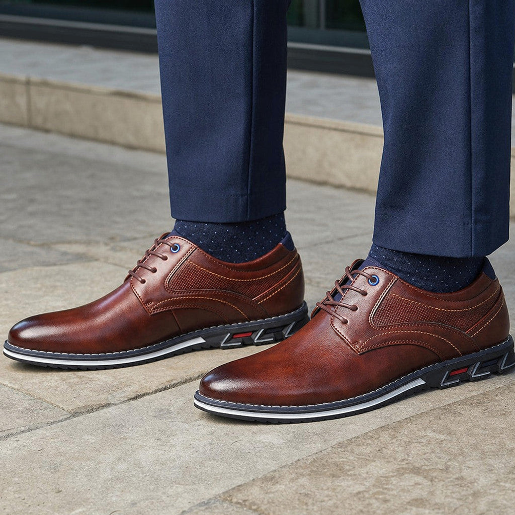 Hensley | Oxford Shoes Brogue Leather Lace-Up