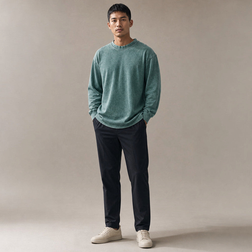 Hewitt | Long Sleeve T Shirt Crew Neck Relaxed Fit
