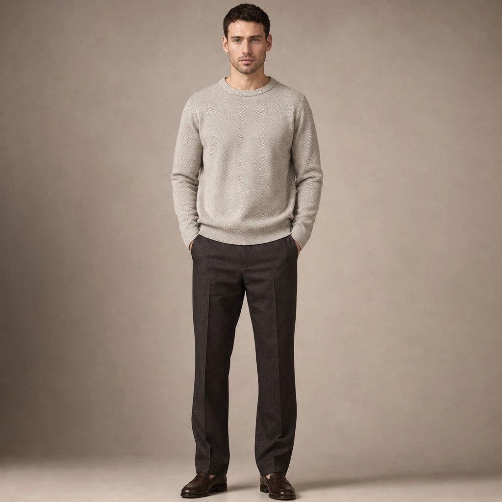 Holden | Wool Crewneck Sweater Birdseye Knit – Product Photo