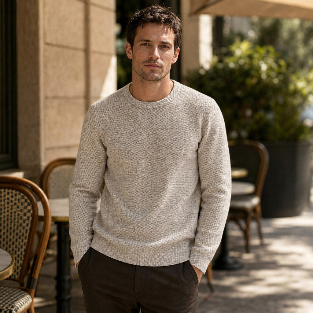 Holden | Wool Crewneck Sweater Birdseye Knit – Product Photo