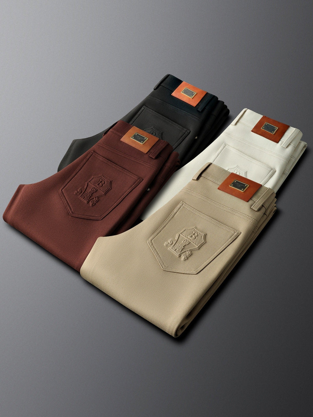 Halvex | Trouser Herringbone Tailored Tonal Crest Embroidery